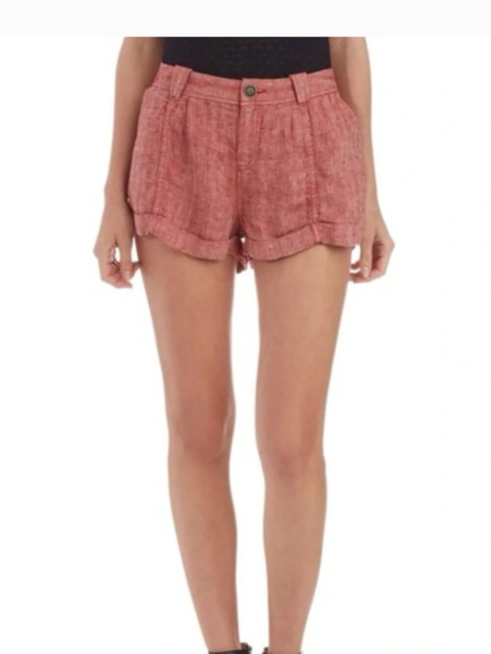 Free People Chambray Cuffed Shorts - Size 4 - Picture 2 of 8